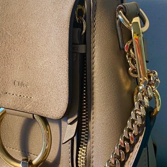 Chloé Faye Mini Smooth & Suede Calfskin Motty Grey Leather Backpack main image 14